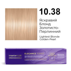 Демі-перманентна крем-фарба для волосся Master LUX professional ELEGANCE TONER 10.38 Яскравий Блонд Золотисто-Перлинний