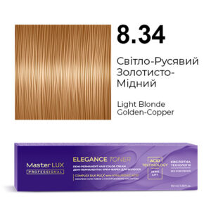 Демі-перманентна крем-фарба для волосся Master LUX professional ELEGANCE TONER 8.34 Світло-Русявий Золотисто-Мідний